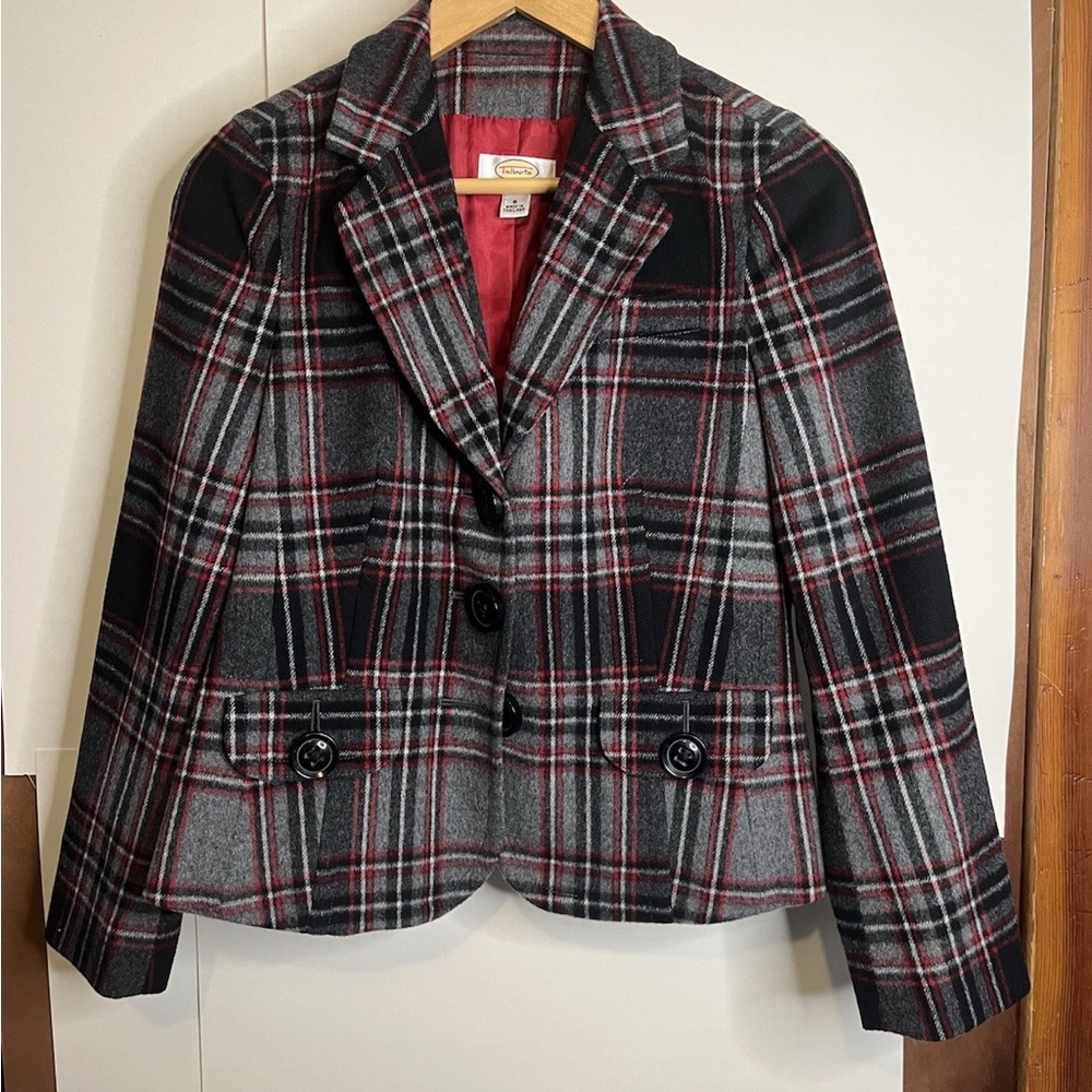 Talbots Black and Red Plaid Blazer Size 8